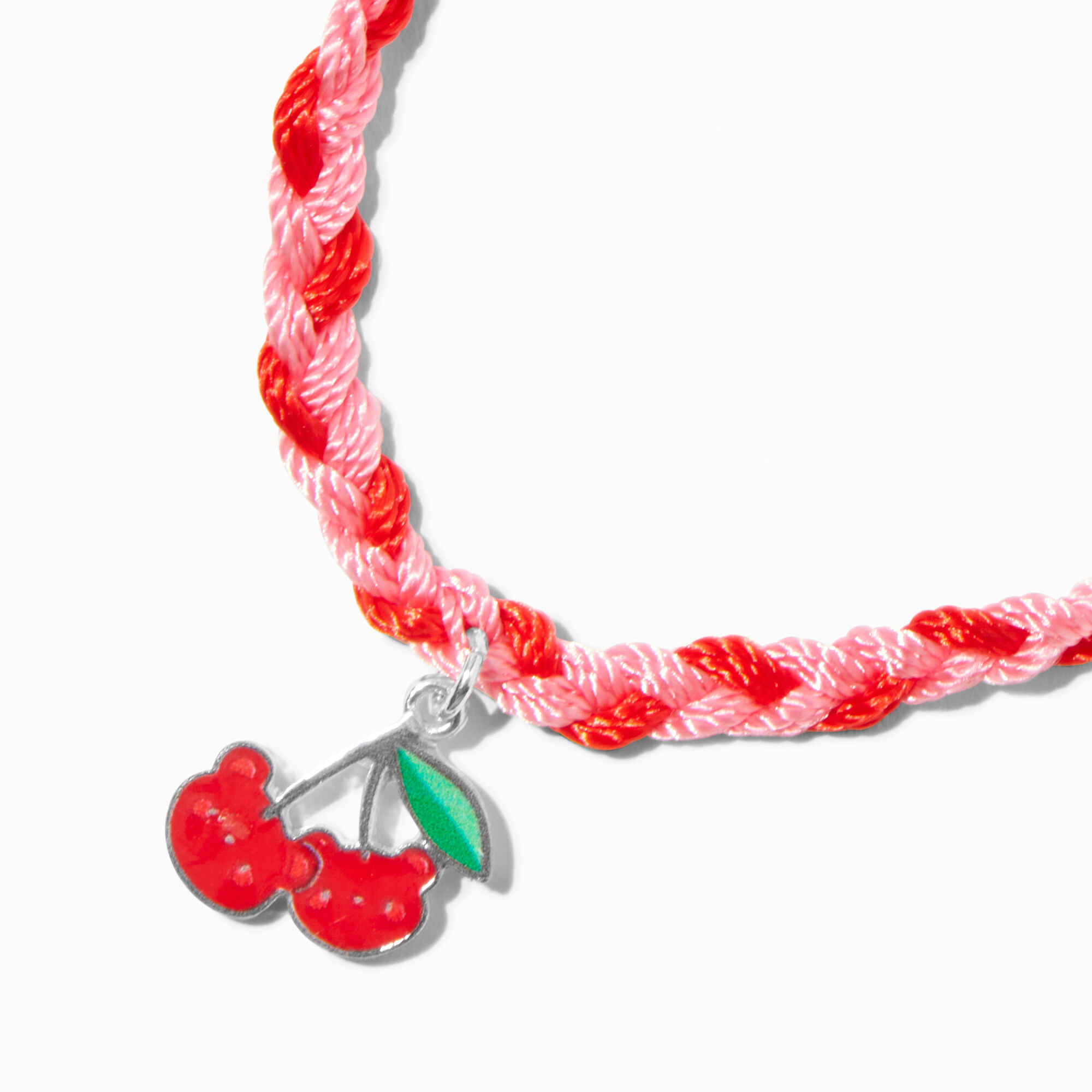 Bracelet réglable tressé ours cerise,