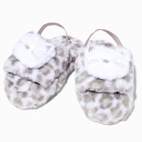 Claire&#39;s Club Snow Leopard Plush Slippers,