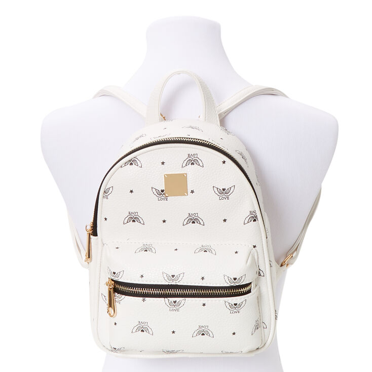 Love Angel Wings Small Backpack - White,