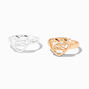 Best Friends Mixed Metal Sister Heart Rings - 2 Pack,