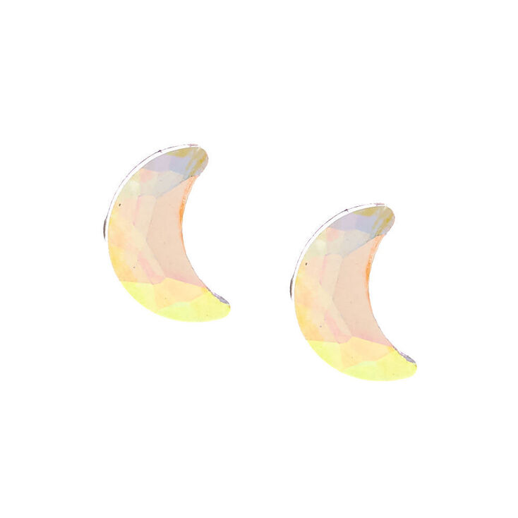 Claire's Clous d'oreille lune irisée en argent