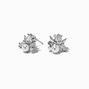 Silver-tone Pearl &amp; Cubic Zirconia Cluster Stud Earrings ,