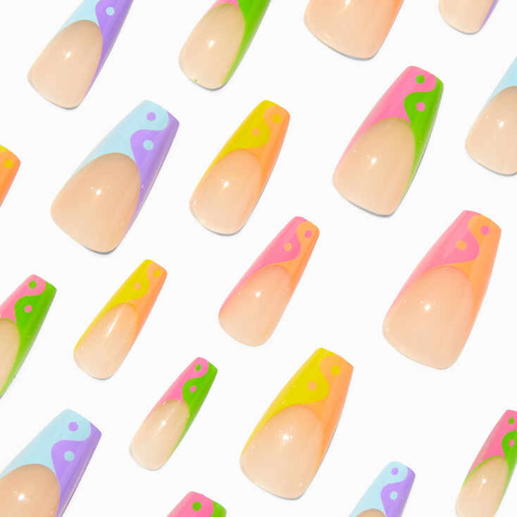 Yin Yang Tip Coffin Vegan Faux Nail Set - 24 Pack,