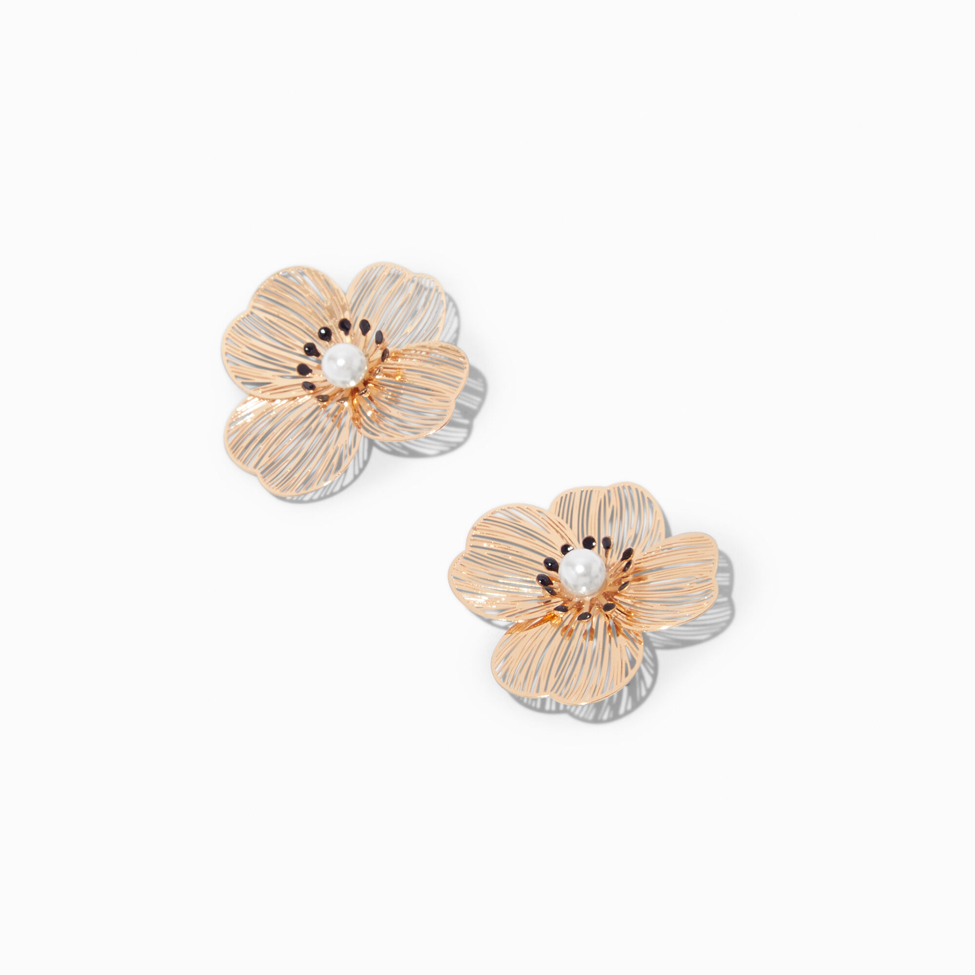 View Claires Tone Filigree Flower Stud Earrings Gold information