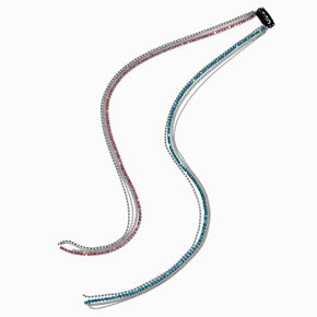 Pink &amp; Blue Rhinestone Chain Hair Extension,