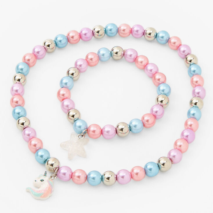 Claire&#39;s Club Coral Pastel Pearl Jewellery Set - 2 Pack,