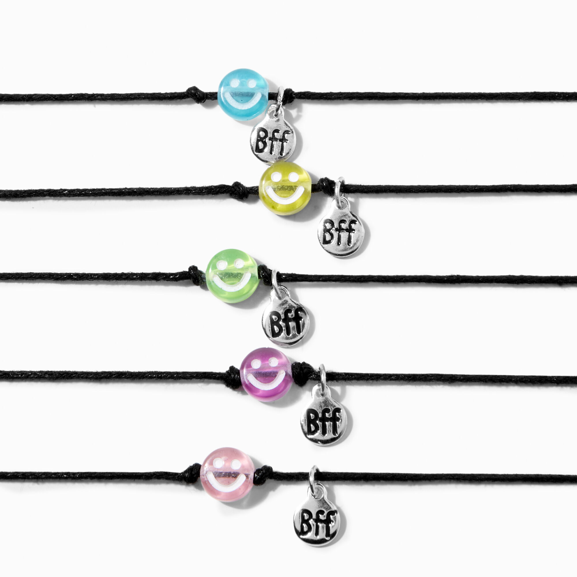 Happy Face Adjustable Friendship Bracelets - 5 Pack,