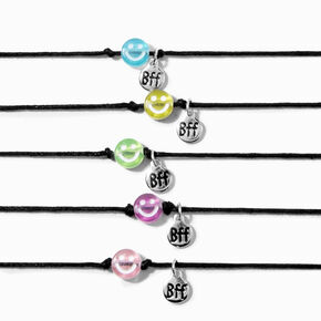 Happy Face Adjustable Friendship Bracelets - 5 Pack,