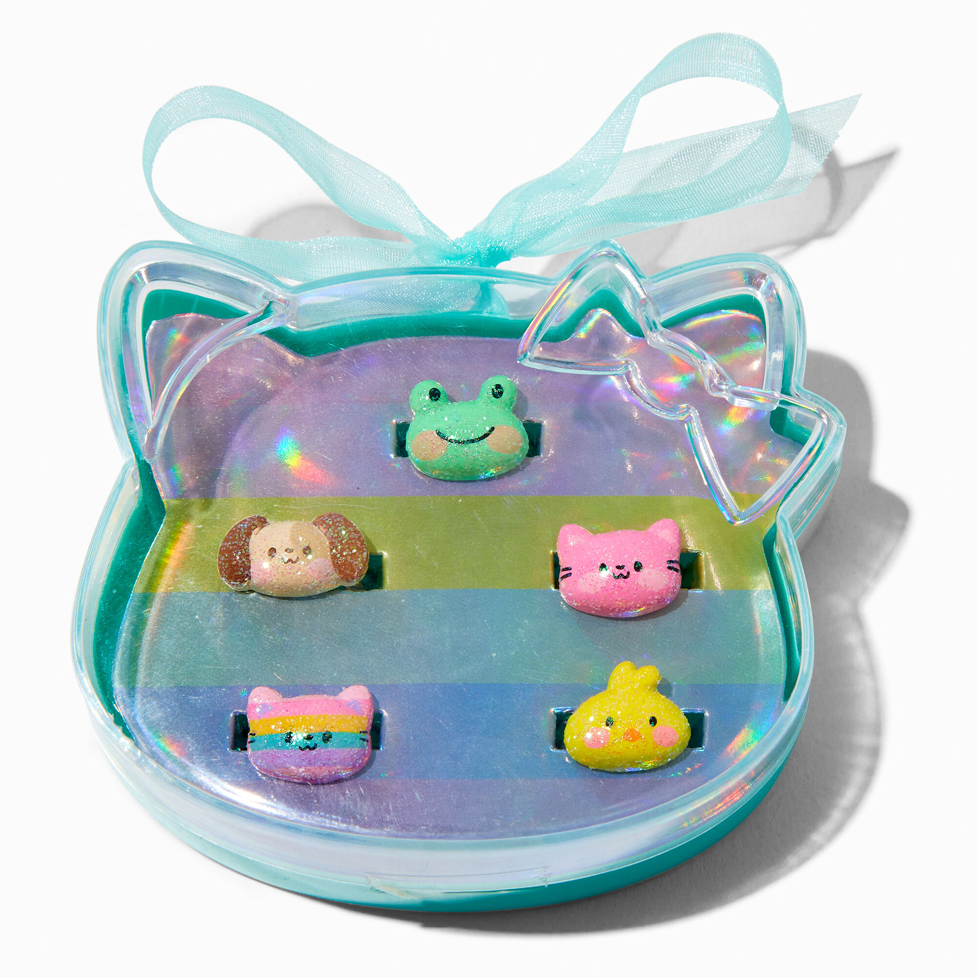 View Claires Club Pastel Glitter Critter Box Rings 5 Pack Silver information