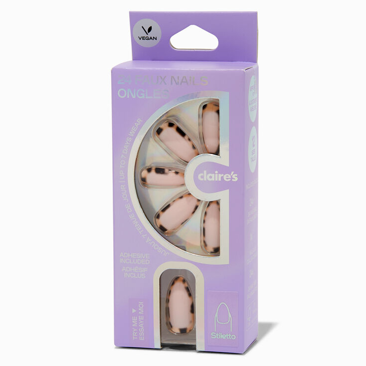 Cheetah Perimeter Stiletto Vegan Faux Nail Set - 24 Pack,