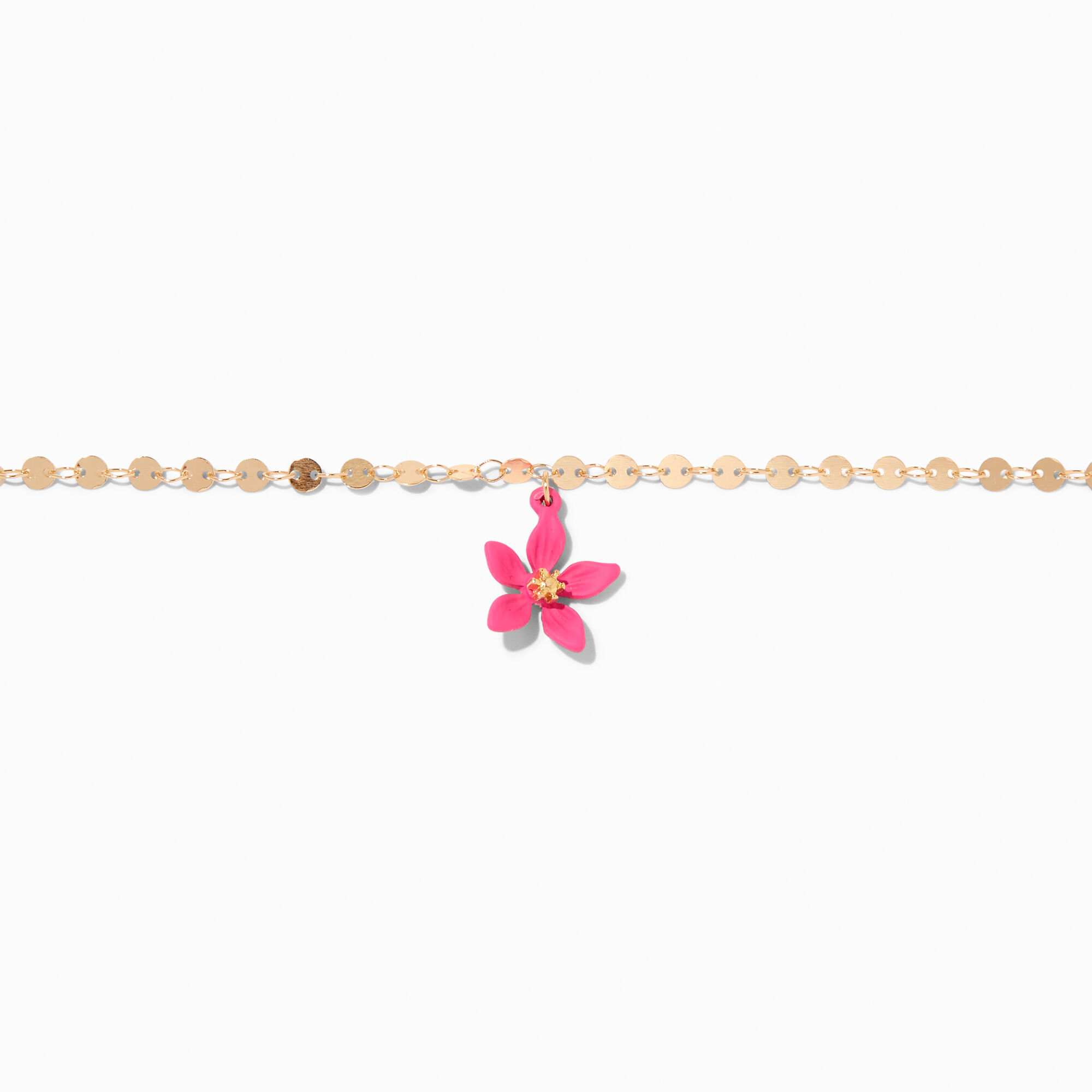 View Claires Coated Flower GoldTone Choker Necklace Pink information