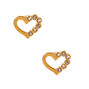 18k Gold Plated Half Crystal Heart Stud Earrings,