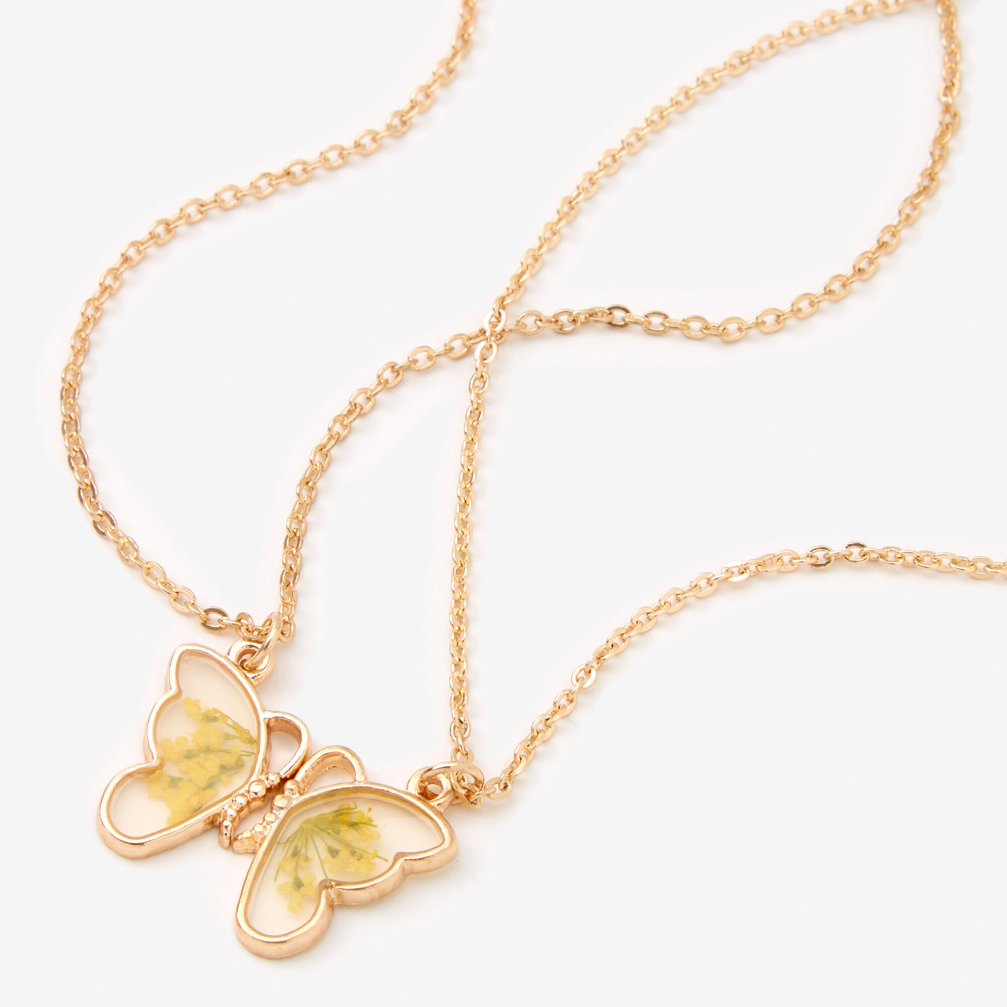 Yellow Floral Butterfly Friendship Pendant Necklaces 2 Pack Claire s US