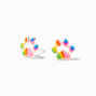 Sterling Silver Tie Dye Paw Print Stud Earrings,