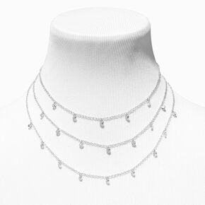 Silver-tone Crystal Confetti Multi Strand Necklace,