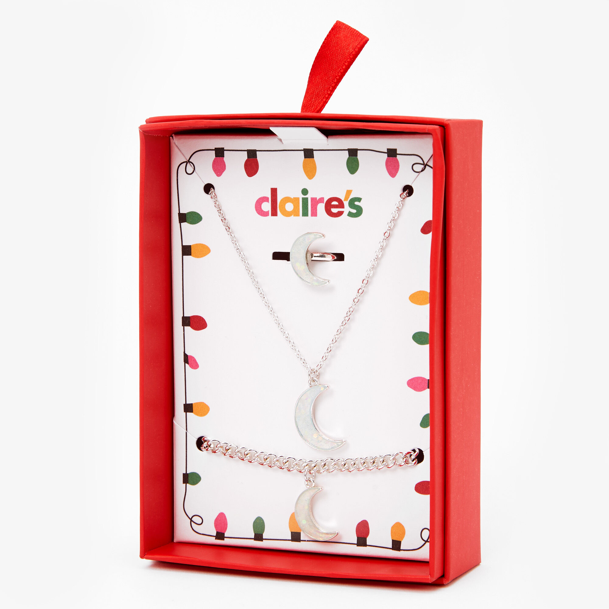 Silver Crescent Moon Jewellery Gift Set - 3 Pack,