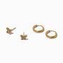 C LUXE by Claire&#39;s 18kt Gold Plated Cubic Zirconia Butterfly Studs &amp; Hoop Earrings Set - 2 Pack,