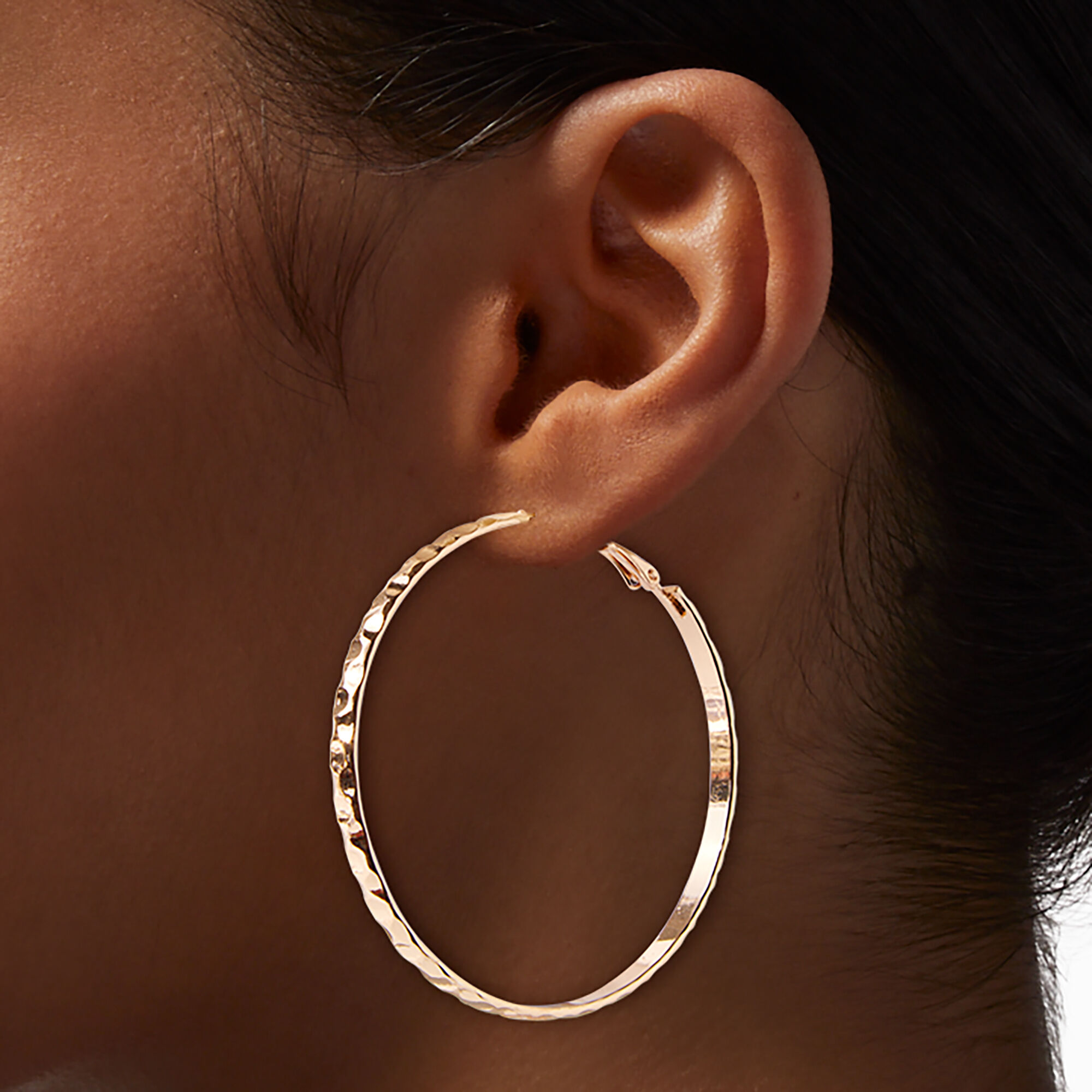 Gold-tone Large Textured Hoop Earrings,