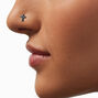 20G Silver-tone Titanium Cubic Zirconia Cross Crystal Nose Stud,