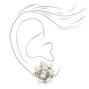Glitter Bow Stud Earrings - Silver,