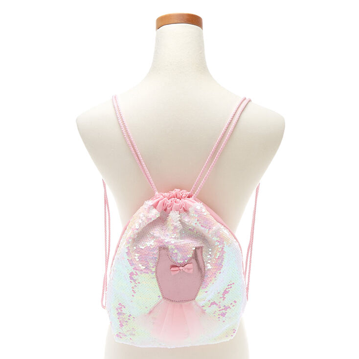 Claire&#39;s Club Sequin Ballet Drawstring Bag - Pink,