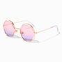 Gold Hexagon Hippie Round Frame Sunglasses,