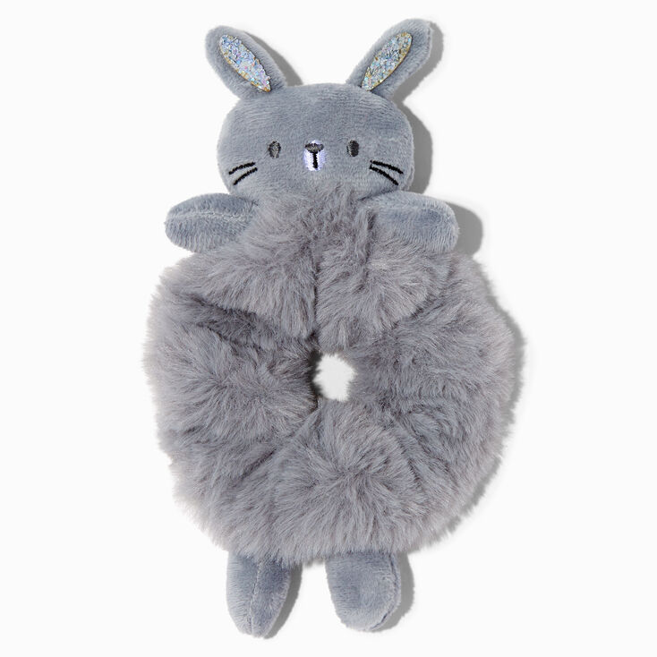 Claire&#39;s Club Medium Glitter Grey Bunny Hair Scrunchie,