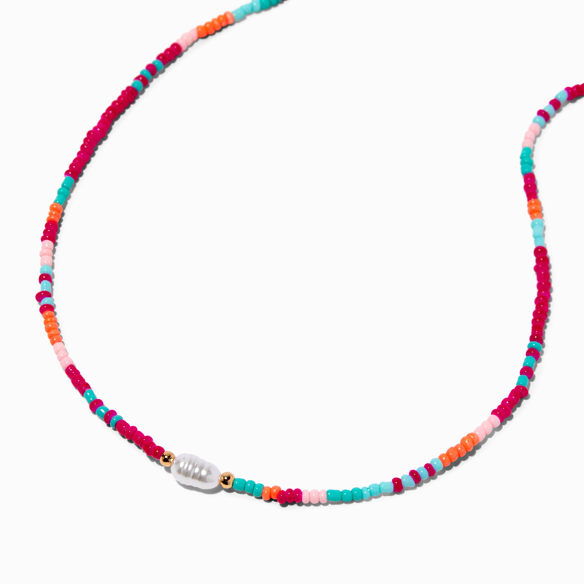 Rainbow Bead & Pearl Necklace,