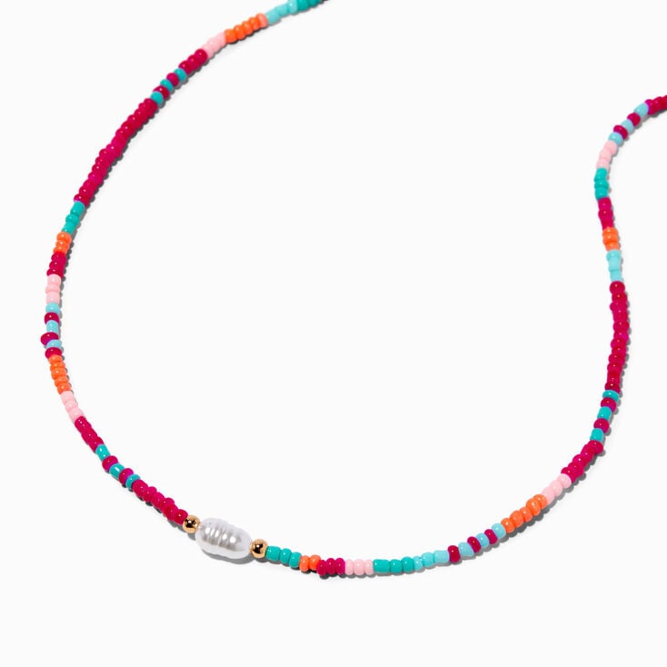 Rainbow Bead &amp; Pearl Necklace,