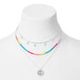 Silver Peace &amp; Stars Multi Strand Necklace,