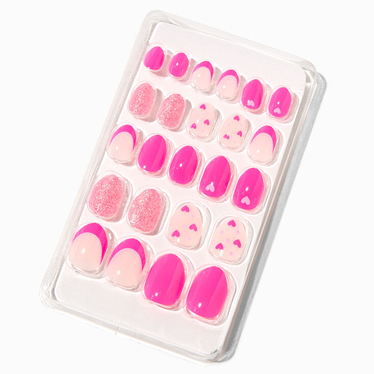 MeganPlays™ Claire's Exclusive Pink & Purple Swirl Stiletto Press On Faux  Nail Set - 24 Pack