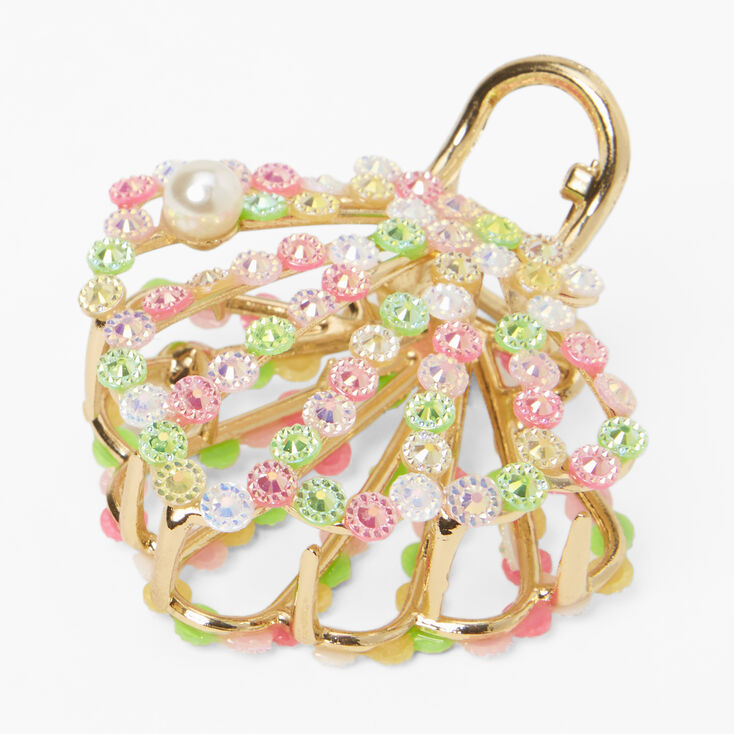 Gold Embellished Seashell Metal Hair Claw,