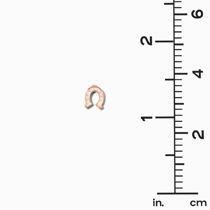Pink Horseshoe Gold Stud Earrings,