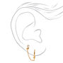 Gold Plated Crystal Hoop Connector Chain Stud Earrings,