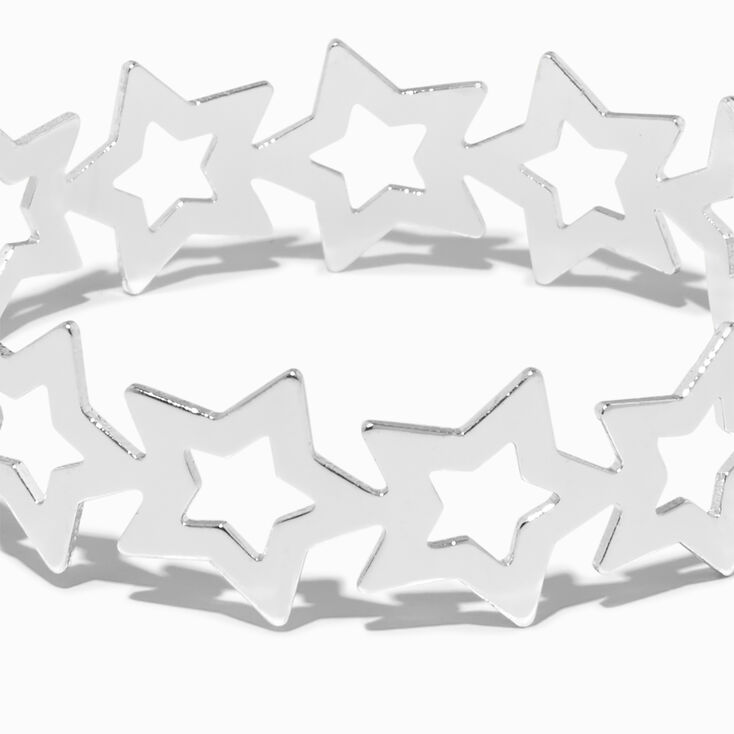 Silver Star Cuff &amp; Black Stretch Multi-Strand Bracelet Set &#40;2 Pack&#41;,