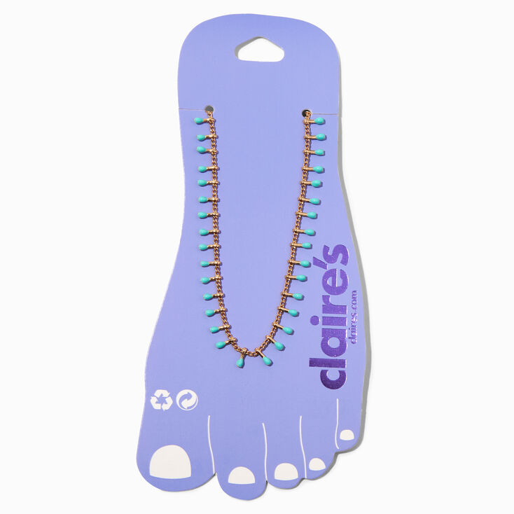 Turquoise Digger Gold Chain Anklet,