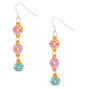 Silver 2&quot; Glitter Donut Drop Earrings,