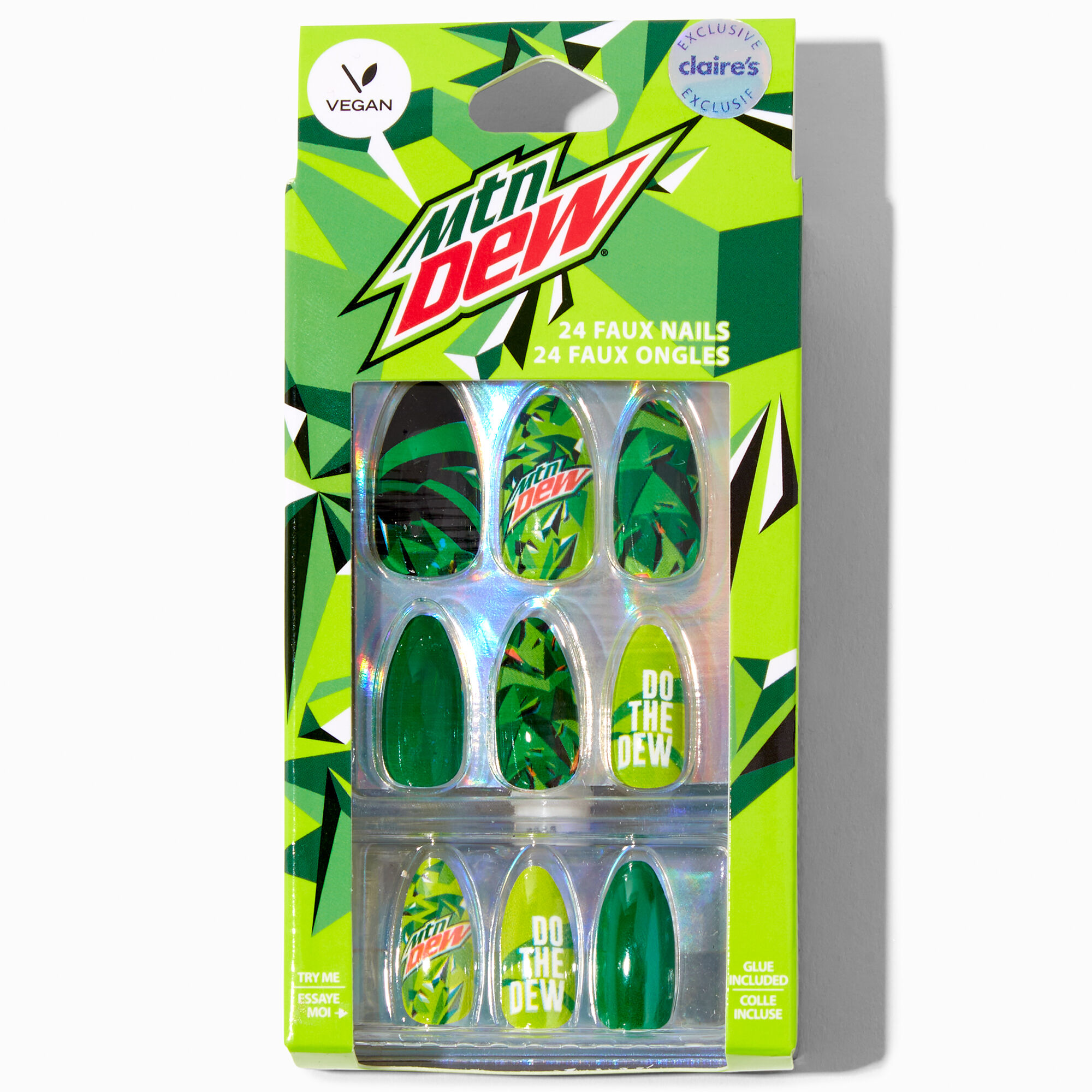 View Mountain Dew Claires Exclusive Stiletto Vegan Faux Nail Set 24 Pack information