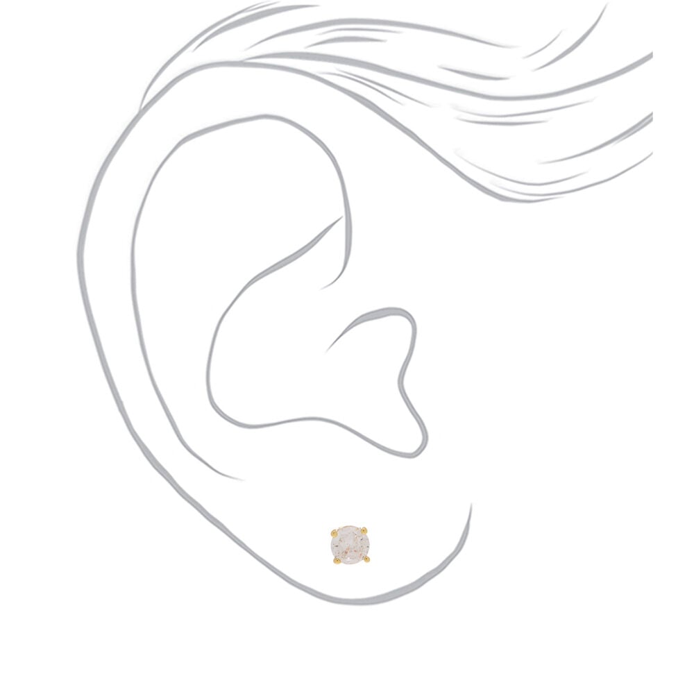 Gold-tone Cubic Zirconia 4mm, 5mm, & 6mm Round Stud Earrings - 3 Pack,