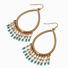 Turquoise &amp; White Beaded Chandelier Drop Earrings,