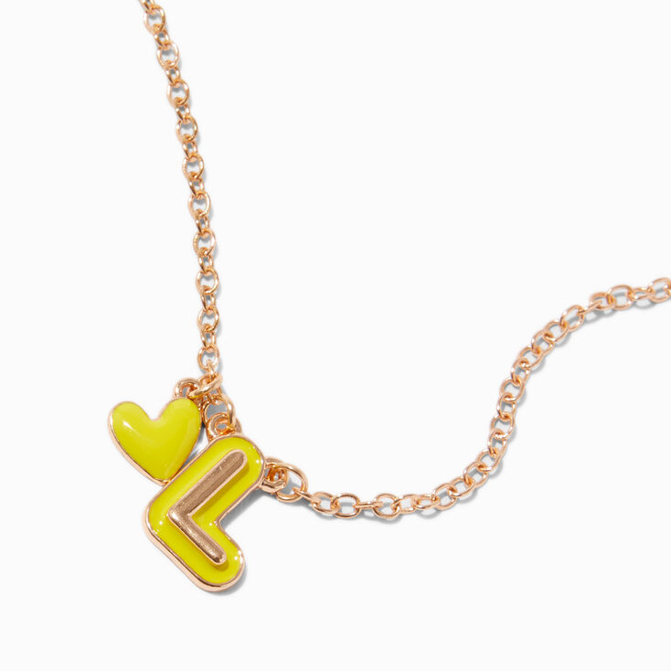 Yellow Bubble Initial Heart Pendant Necklace - L,