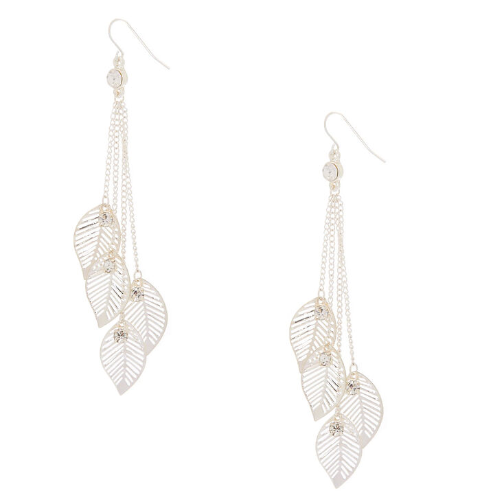 Claire's Pendantes à chaîne feuilles d’automne couleur argenté 10 cm