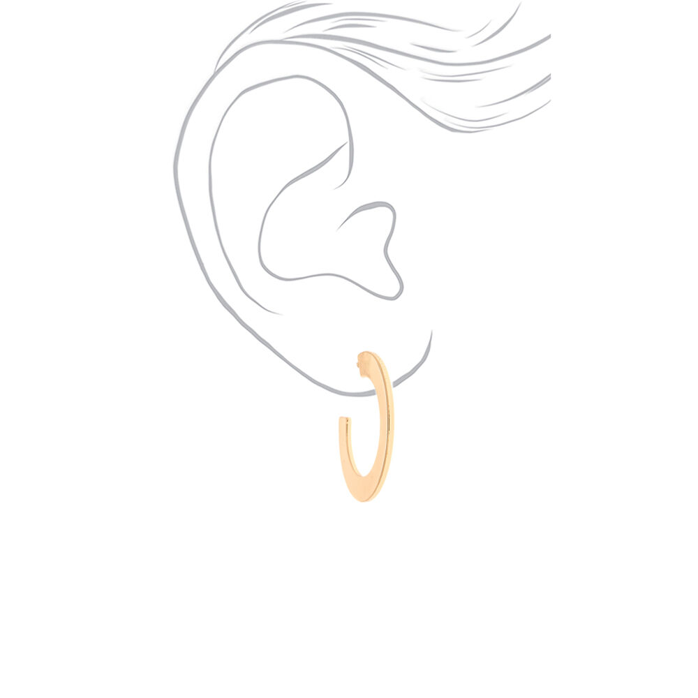 Gold 35MM Flat Matte Hoop Earrings,