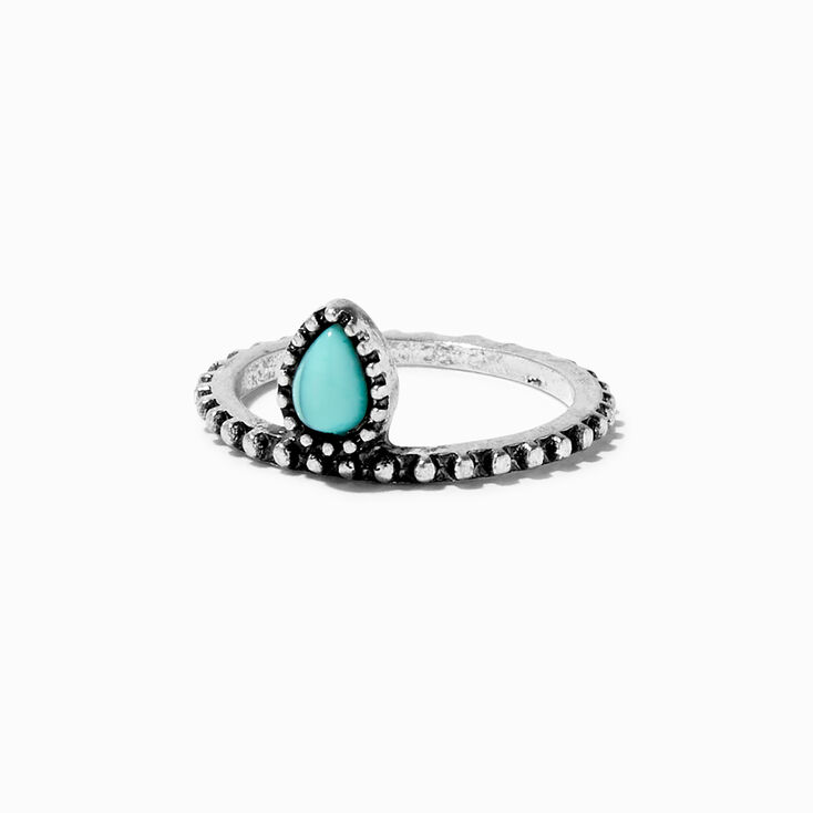 Turquoise Stone Silver Filigree Rings - 8 Pack,