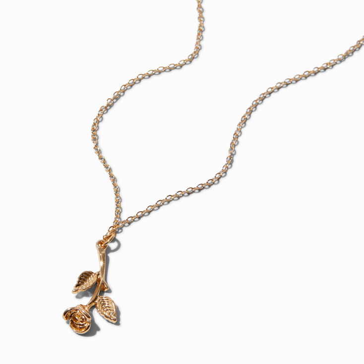 Gold-tone Rose Pendant Necklace,