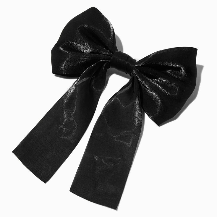 Black Satin Hair Bow Clip,