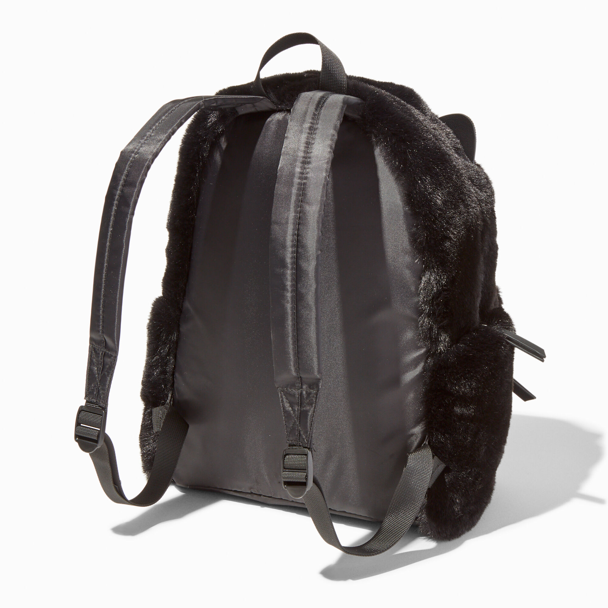 Black furry backpack online