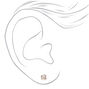 Rose Gold-tone Cubic Zirconia 3mm, 4mm, &amp; 5mm Round Stud Earrings - 3 Pack,