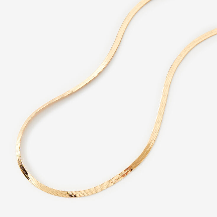 Gold-tone Herringbone Chain 14&quot; Necklace,
