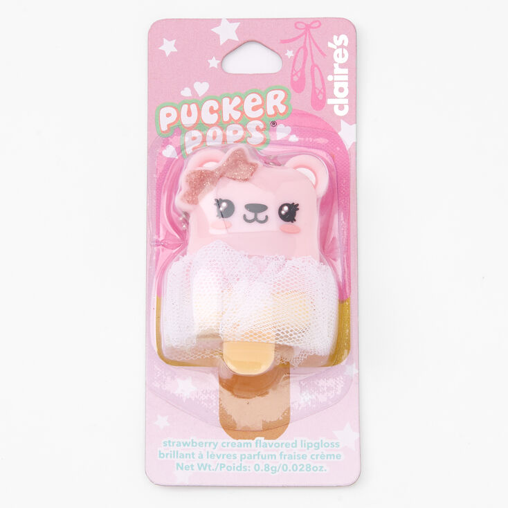 Pucker Pops&reg; Tutu Bear Lip Gloss - Strawberry Cream,